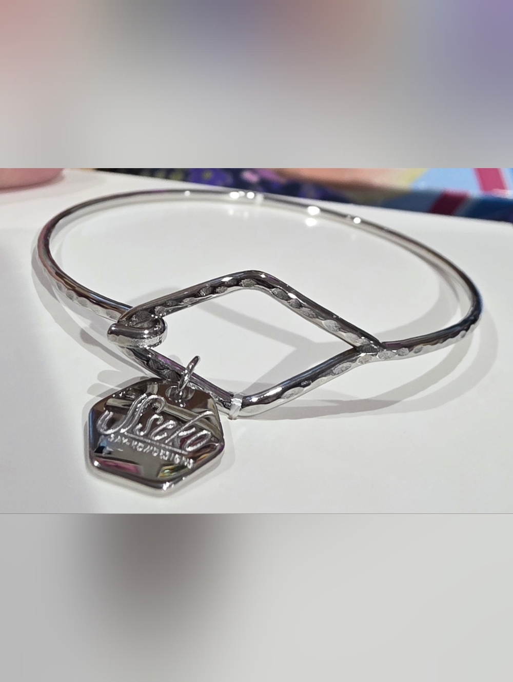 Sseko Hammered Silver-Tone Geometric Charm Bracelet